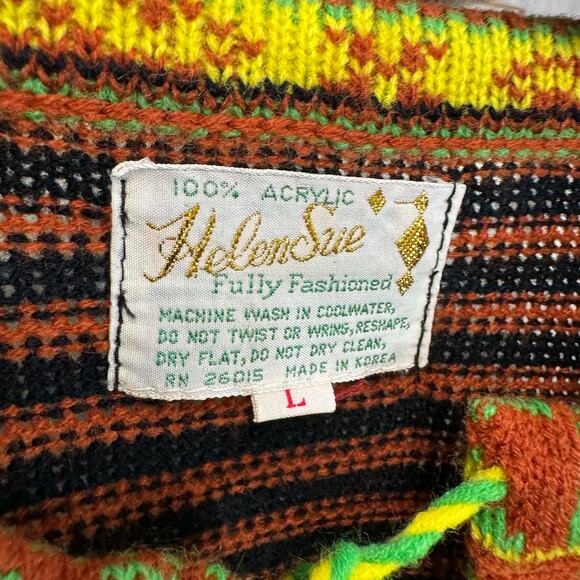 Helen Sue Vtg 70s Southwest Motifs Print Cardigan Tassel Tie Closure Bohemian - Picture 12 of 14